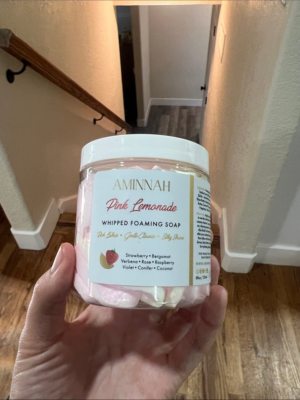 New AMINNAH Skincare “Pink Lemonade” Scented Whipped Foaming Soap